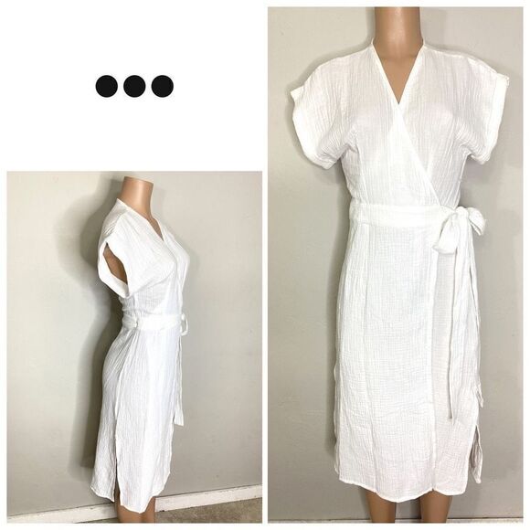 New. Three Dots white gauze wrap dress. Size small. Retails. $160 - Picture 1 of 8